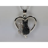 Monica Fine Fashion Jewelry-Necklace Two Cats in a Heart Necklace in 925 Silver, Darling!  White and Black Kitties