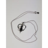 Monica Fine Fashion Jewelry-Necklace Two Cats in a Heart Necklace in 925 Silver, Darling!  White and Black Kitties