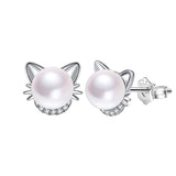 Monica Jewelry SET-Fashion 925 Silver Beautiful Pearl Cat Jewelry Sterling Silver Necklace