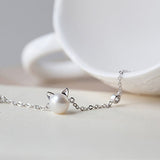 Monica Jewelry SET-Fashion 925 Silver Beautiful Pearl Cat Jewelry Sterling Silver Necklace