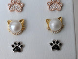 Monica Jewelry SET-Fashion 925 Silver Yellow Gold Plated / Earrings Beautiful Pearl Cat Jewelry Sterling Silver Necklace