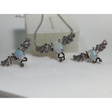 Monica Jewelry SET-Fine Fashion 925 Silver SET Bat Jewelry Created Opal Sterling Silver