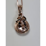 Morganite and Diamond Pendant Necklace in 18K Rose Gold, 2.08ctw - The Pink Pigs, A Compassionate Boutique