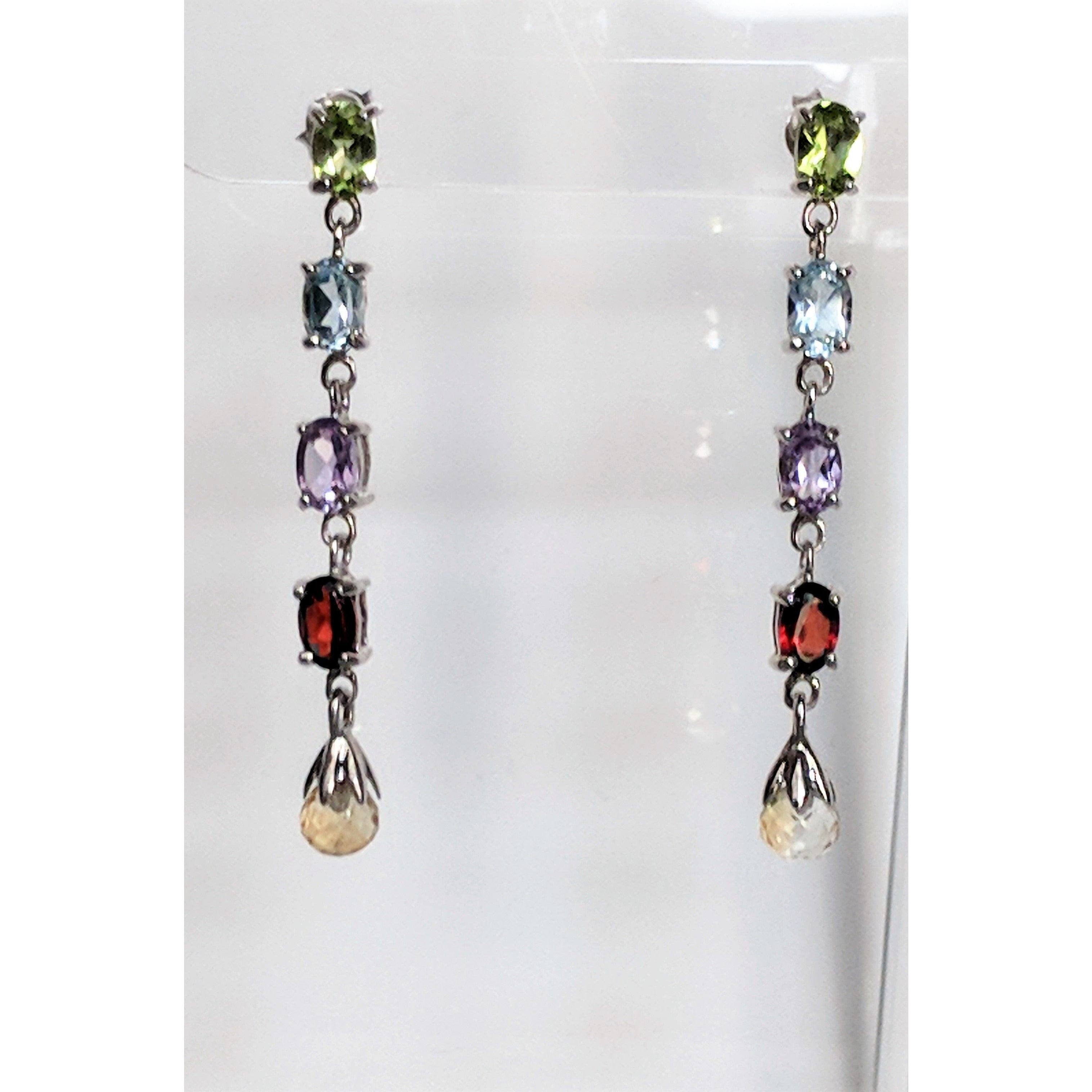 Multi Gemstone Earrings, the most GORGEOUS ever! Amethyst, topaz, garnet, citrine, peridot magnificent! - The Pink Pigs, A Compassionate Boutique
