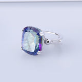 Natural Rainbow Fire Mystic Topaz Ring, 18.42cts in 925 Silver. Big, Bold, Beautiful! - The Pink Pigs, A Compassionate Boutique