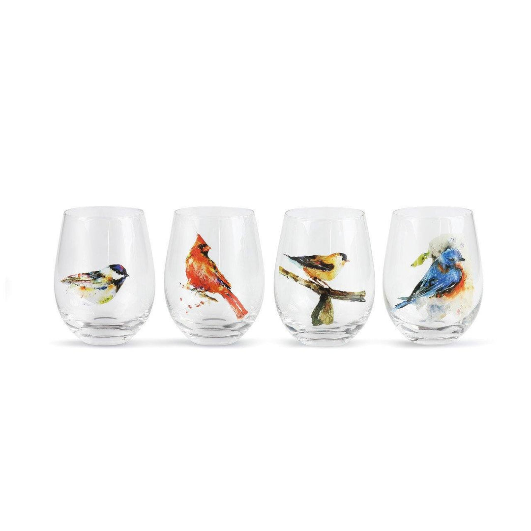 One Coast - Demdaco Gifts For the Home 3 Songbird Glasses Set Stemless Wine Glasses-Glorious Nature and Horse Inspired Artwork *