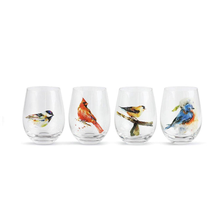 One Coast - Demdaco Gifts For the Home 3 Songbird Glasses Set Stemless Wine Glasses-Glorious Nature and Horse Inspired Artwork *