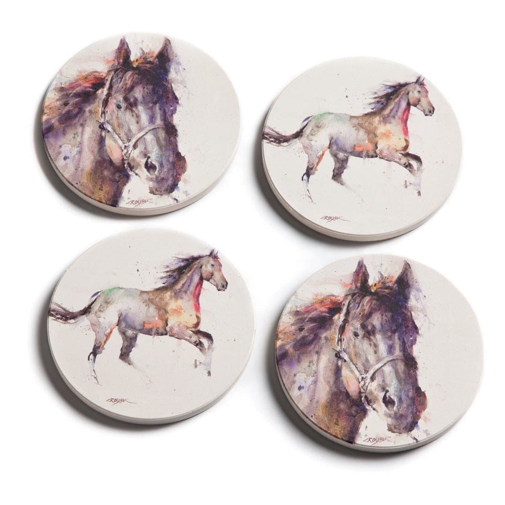 One Coast - Demdaco Gifts For the Home Horse Watercolor 4 Piece Coaster Set by Dean Crouser