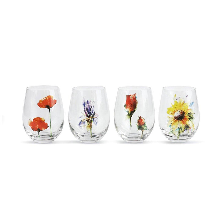 One Coast - Demdaco Gifts For the Home Stemless Wine Glasses-Glorious Nature and Horse Inspired Artwork *