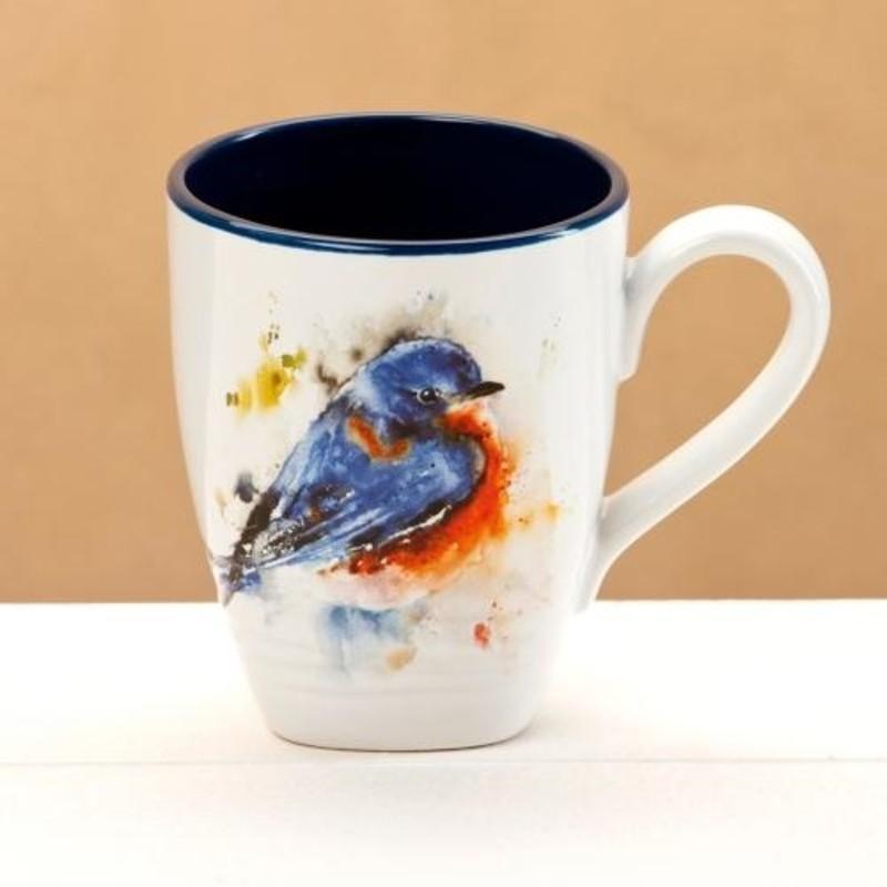One Coast - Demdaco Mug Blue Bird Watercolor Bird Mugs by Artist Dean Crouser -High Quality, Beautiful! *