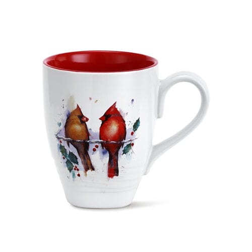 One Coast - Demdaco Mug Two Cardinals Watercolor Bird Mugs by Artist Dean Crouser -High Quality, Beautiful! *