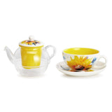 One Coast - Demdaco Tea Sets Sunflower Tea Pot and Cup Set, Tea Time Anyone? By Dean Crouser Perfect Gift! *