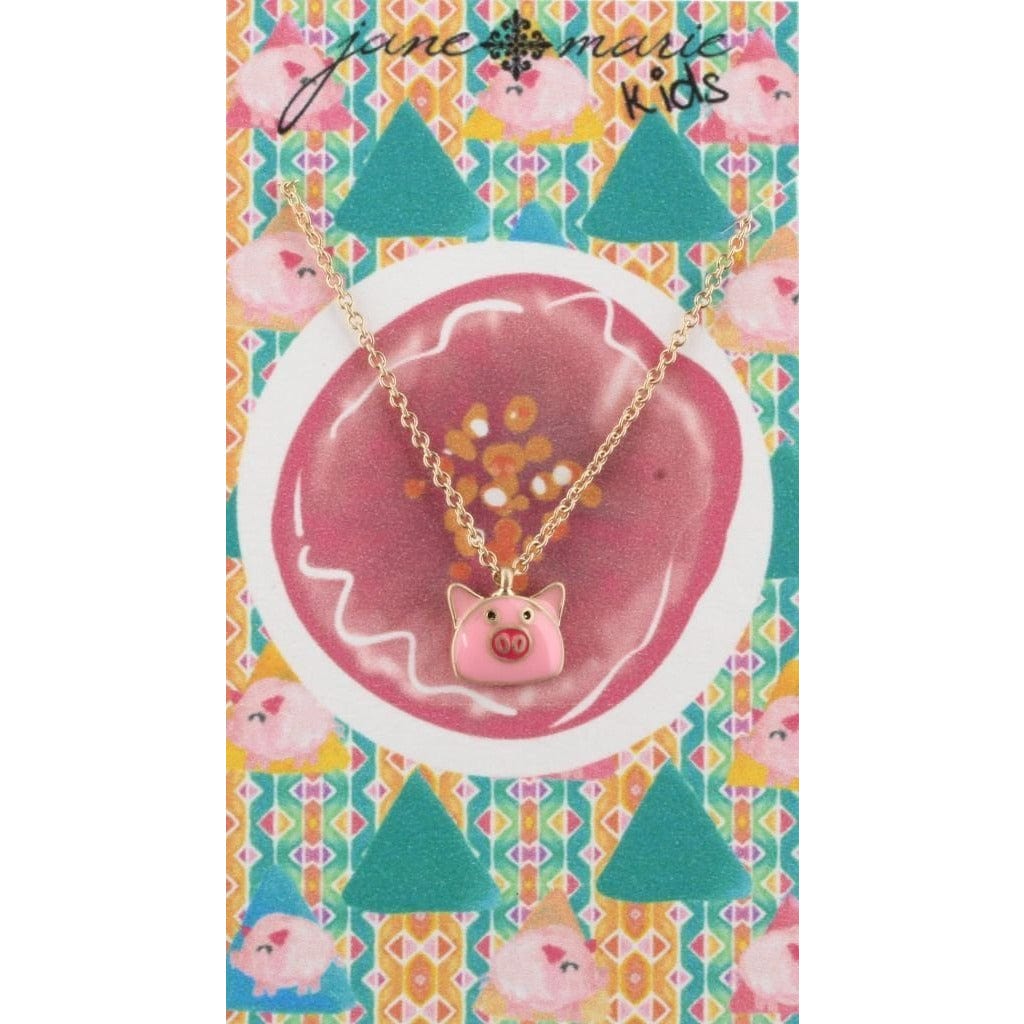 One Coast Kids Necklace Girl's Fashion Necklaces and Earring Sets-Pink Pig, Unicorn, Llama by Jane Marie