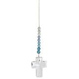 One Coast - Woodstock Chimes Decor Aquamarine Crystal Cross Rainbow Maker/Suncatcher