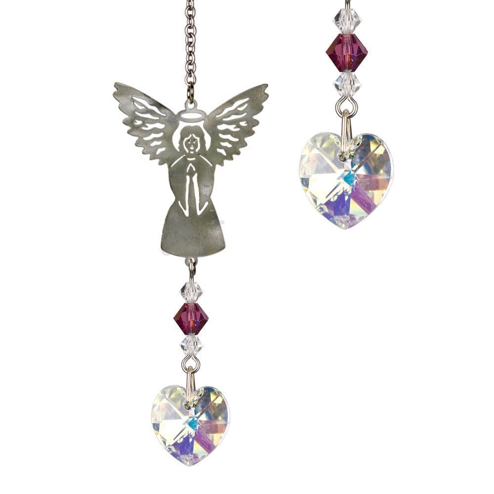 One Coast - Woodstock Chimes Decor February Birthstone Guardian Angel Ornaments -12 Colors, Handmade Sparkling Crystals!*