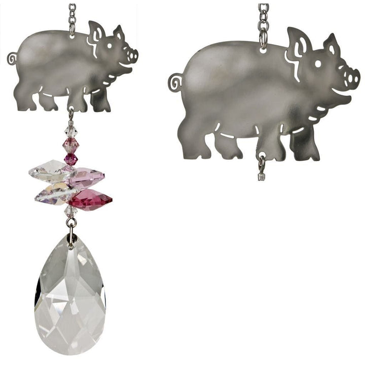One Coast - Woodstock Chimes Decor Pig FAVORITE Farm Animals as Beautiful Suncatchers! Crystal Fantasy*