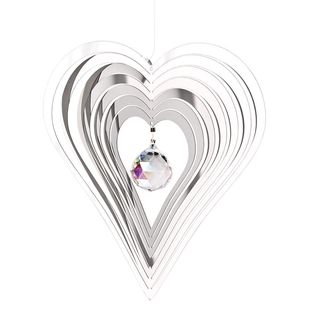 One Coast - Woodstock Chimes Decor Woodstock Chimes Crystal Heart "Shimmer" Spinning Heart