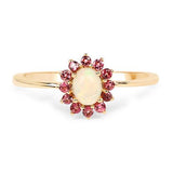 Opal and Pink Tourmaline Ring-Dainty and Sweet, Perfect for October Babies!