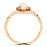 Opal and Pink Tourmaline Ring-Dainty and Sweet, Perfect for October Babies! - The Pink Pigs, A Compassionate Boutique