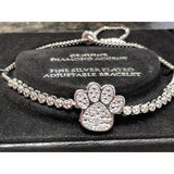 Paw Slider Bracelet-Silver Plated with Sparkling Diamonds $100 Retail