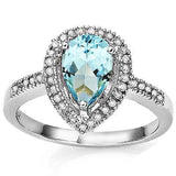 Pear Shaped Swiss Blue Topaz and Diamond Ring in 925 Silver, Lovely - The Pink Pigs, A Compassionate Boutique