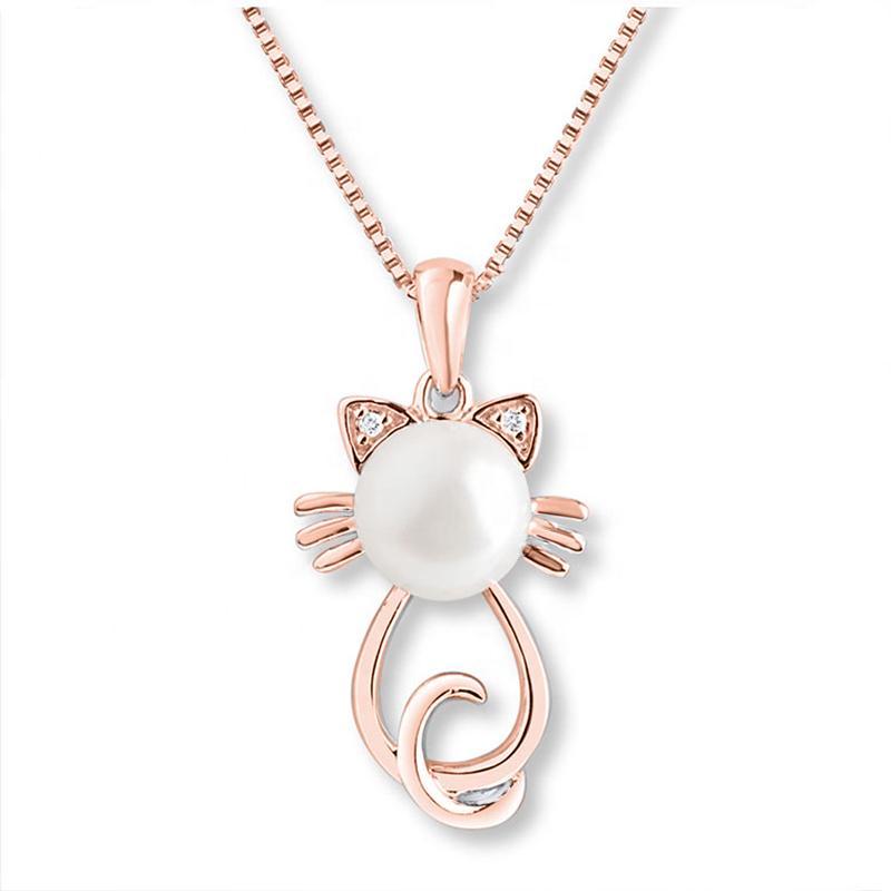 Pearl Cat Jewelry SET Sterling Silver-Earrings, Ring, Necklace, Bracelet-BEAUTIFUL! Sterling Silver! Silver, Rose or Yellow Gold plated - The Pink Pigs, A Compassionate Boutique