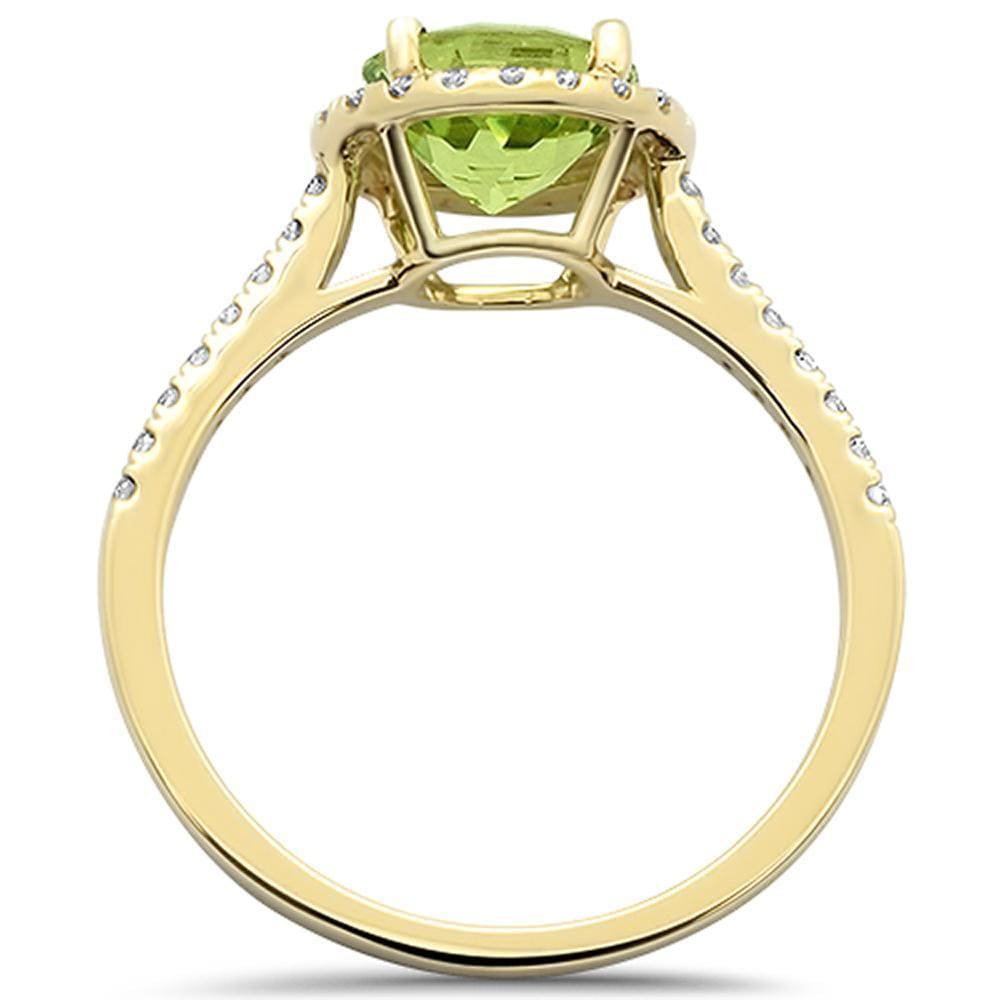 Peridot Diamond Halo Ring in Solid 10K Gold - The Pink Pigs, A Compassionate Boutique