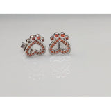 Pet Paw Earrings with Sparkling Cubic Zirconia in Solid Sterling Silver, Beautiful! - The Pink Pigs, A Compassionate Boutique