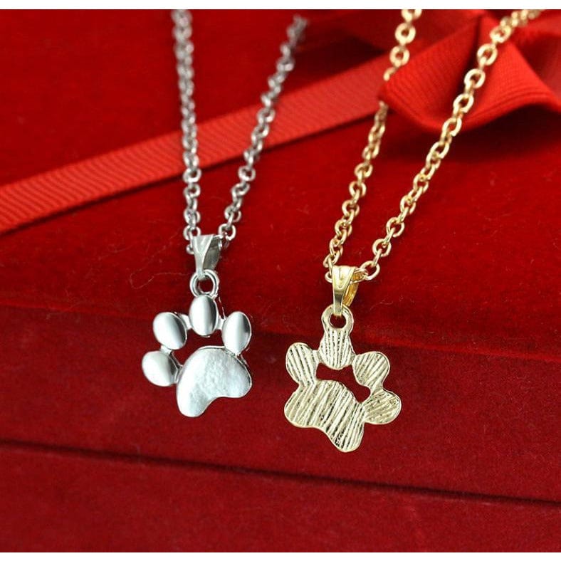 Pet Paw Necklaces Silver or Gold Tone, Affordable Fashion Jewelry - The Pink Pigs, A Compassionate Boutique
