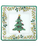 PFALTZGRAFF/LIFETIME BRANDS INC CHRISTMAS Winterberry Square Glass Christmas Tree Platter Crafted of High Quality Pressed Glass Imported