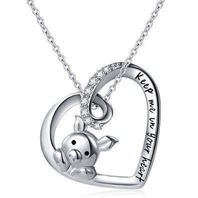 Pig "Keep Me In Your Heart": Necklace, Earrings & Ring, Sterling Silver - The Pink Pigs, Animal Lover's Boutique