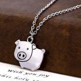 Pig Necklace! Just for fun, Cute Silver Tone Fashion Necklace - The Pink Pigs, Animal Lover's Boutique