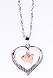 Flying Pig in a Heart with CZ Sterling Silver Necklace 18