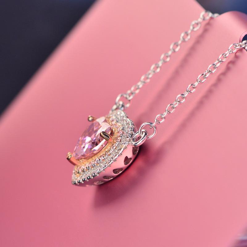Pink CZ Heart Ring & Necklace SET in 925 Silver-Stunning! - The Pink Pigs, A Compassionate Boutique
