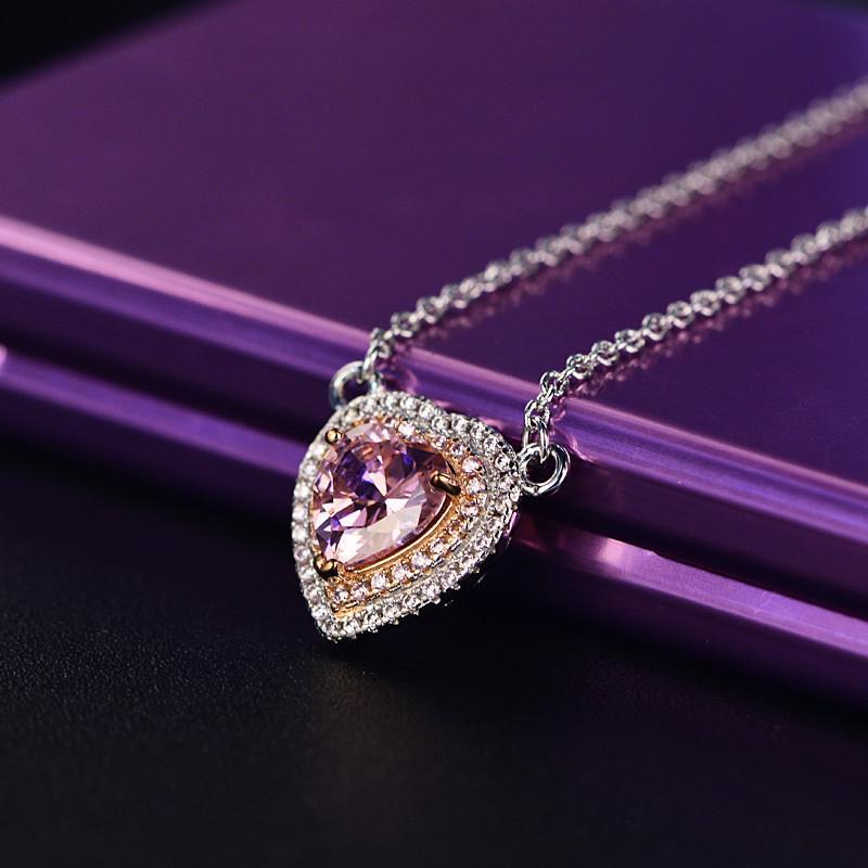 Pink CZ Heart Ring & Necklace SET in 925 Silver-Stunning! - The Pink Pigs, A Compassionate Boutique