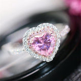 Pink CZ  Heart Ring size 6 925 Sterling Silver