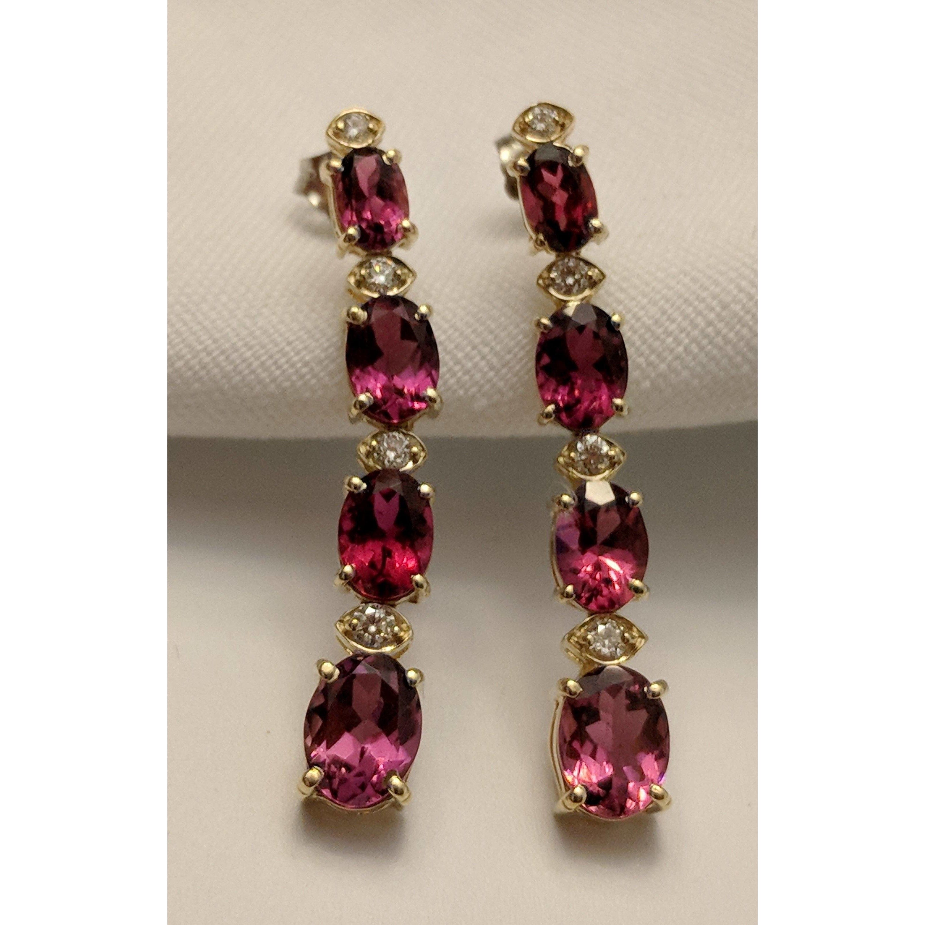 Pink Tourmaline and Diamond SET, 27.4ctw Necklace & 7.45ctw Earrings in 14K Gold, STUNNING! - The Pink Pigs, A Compassionate Boutique