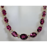 Pink Tourmaline and Diamond SET, 27.4ctw Necklace & 7.45ctw Earrings in 14K Gold, STUNNING!