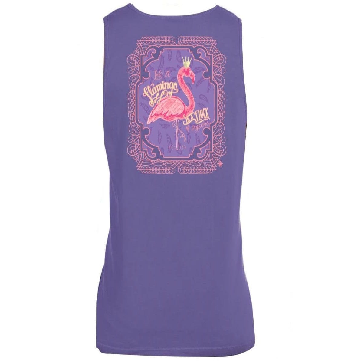 Purple-Be a Flamingo in a Flock of Pigeons, Jane Marie Tank--cute ladies! - The Pink Pigs, A Compassionate Boutique