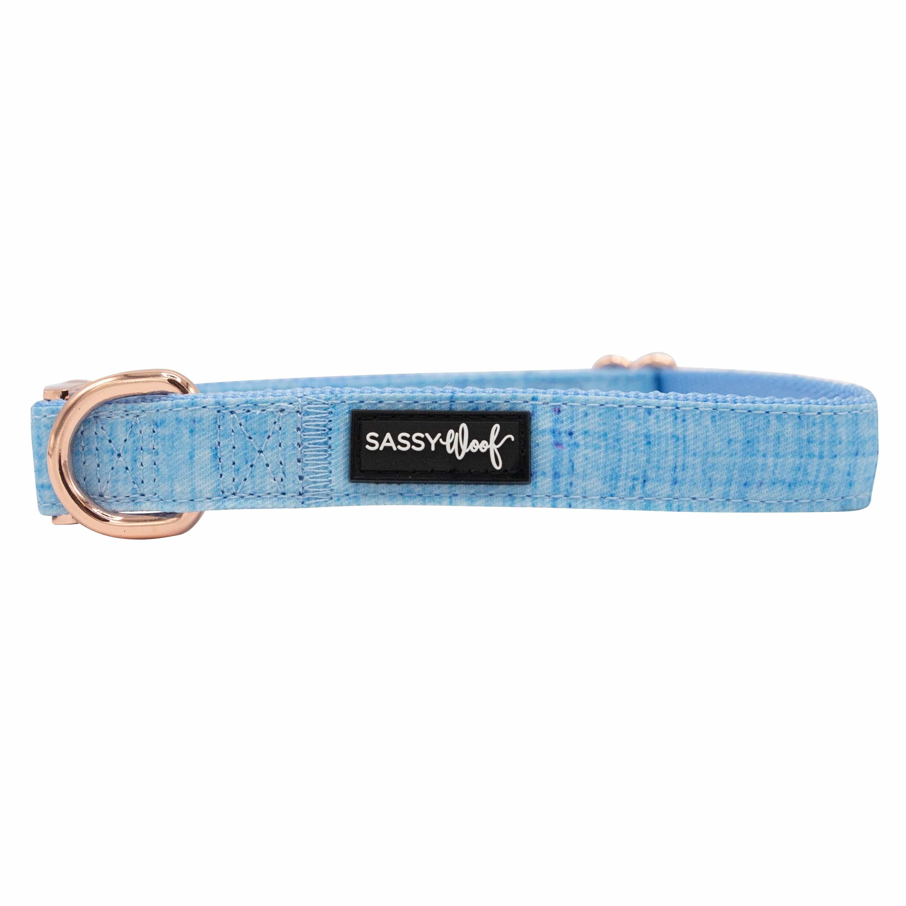 Adjustable Pet Collar - Blumond Light Blue with Rose Gold Hardware