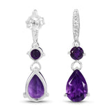 Quintessence Earrings Teardrop Amethyst Topaz Earrings Sterling Silver 6ctw