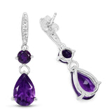 Quintessence Earrings Teardrop Amethyst Topaz Earrings Sterling Silver 6ctw