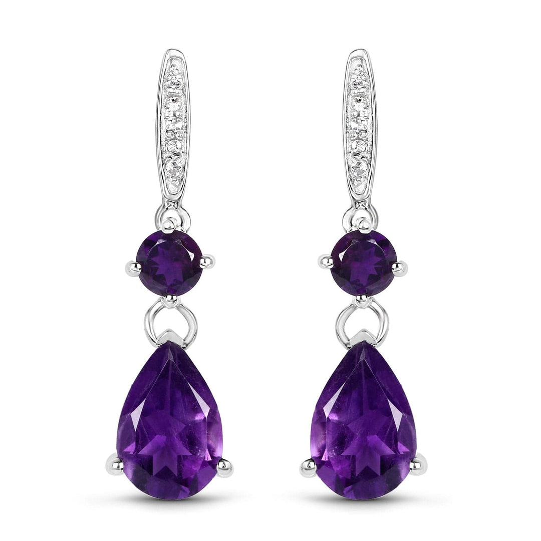 Quintessence Earrings Teardrop Amethyst Topaz Earrings Sterling Silver 6ctw