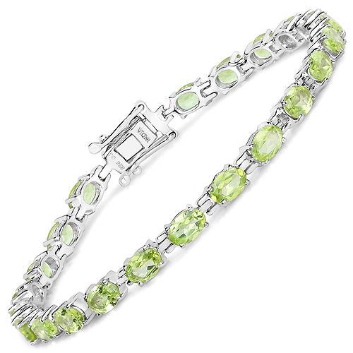 Quintessence Fine Fashion Jewelry Bracelet Green Peridot Bracelet in Affordable Sterling Silver, 7.25" 9.03ctw