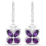 Quintessence Fine Fashion Jewelry-Earrings Amethyst Gemstone Butterfly Earrings in Sterling Silver-Amethyst, Garnet, Peridot or Topaz