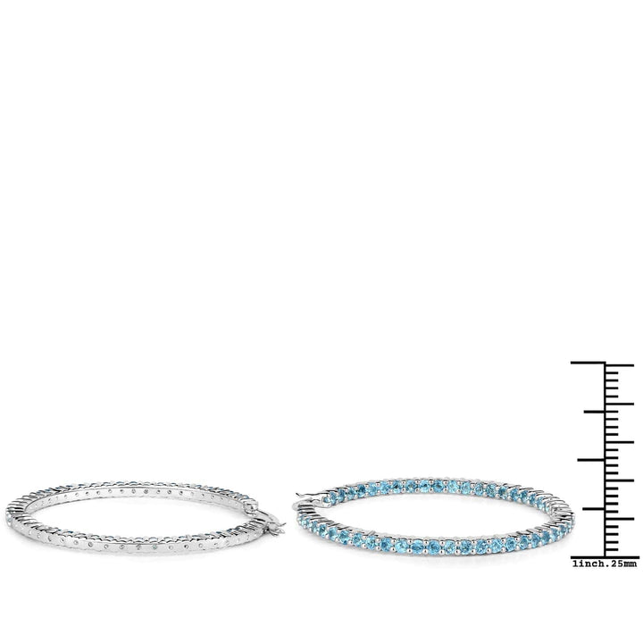 Quintessence Fine Fashion Jewelry-Earrings Gemstone Hoop Earrings: Peridot,Amethyst or Blue Topaz in 925 Sterling Silver