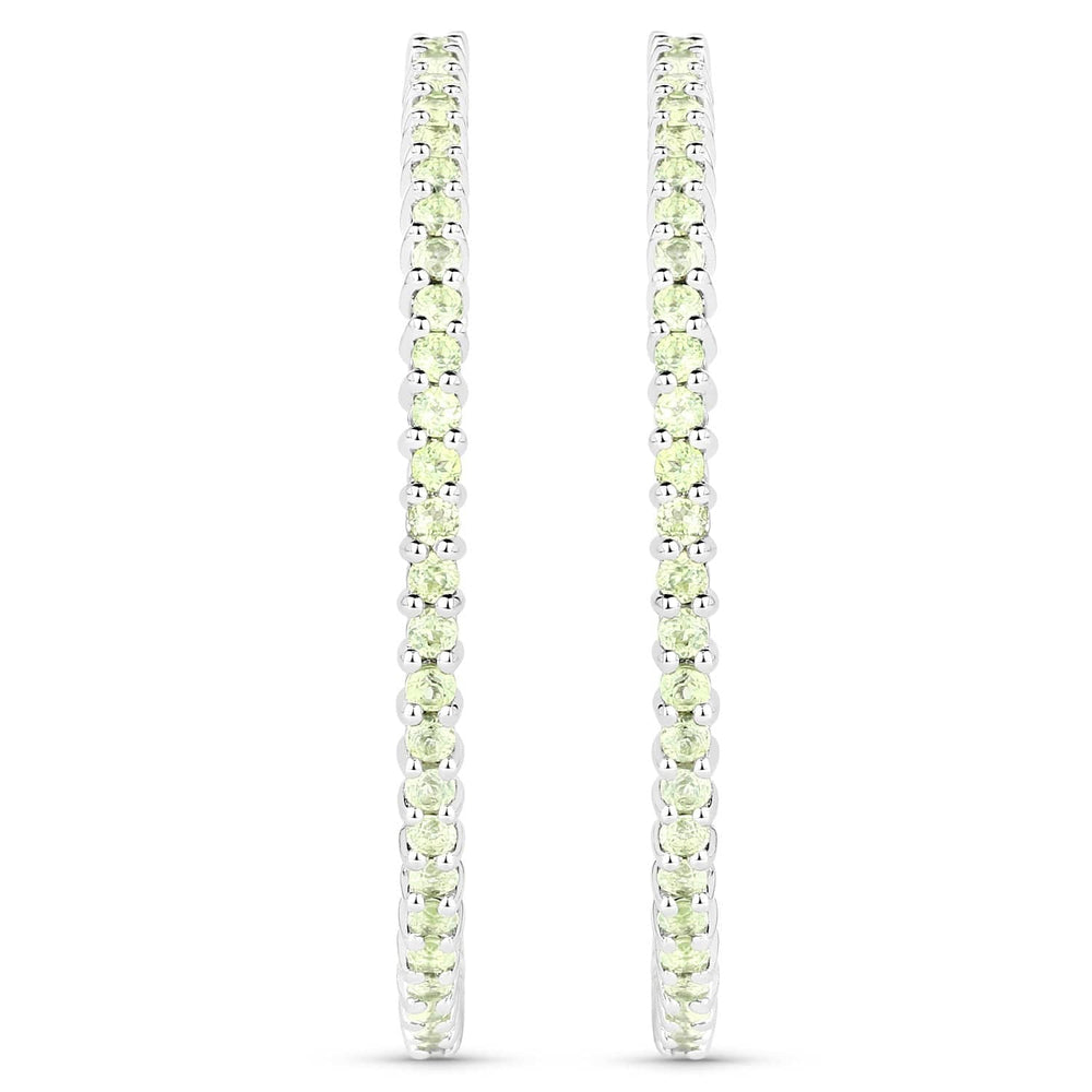 Quintessence Fine Fashion Jewelry-Earrings Peridot Gemstone Hoop Earrings: Peridot,Amethyst or Blue Topaz in 925 Sterling Silver