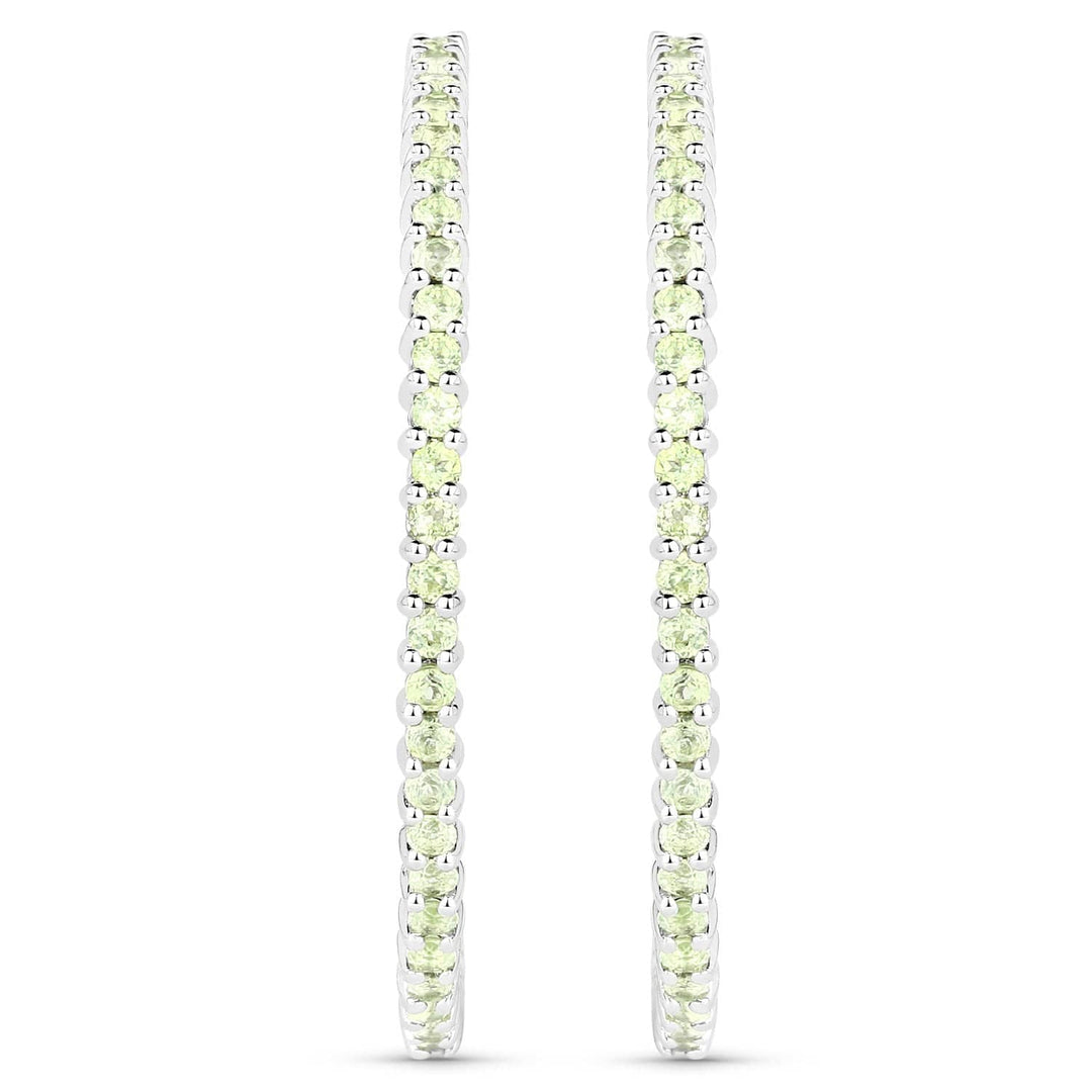 Quintessence Fine Fashion Jewelry-Earrings Peridot Gemstone Hoop Earrings: Peridot,Amethyst or Blue Topaz in 925 Sterling Silver