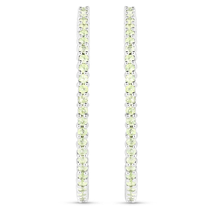 Quintessence Fine Fashion Jewelry-Earrings Peridot Gemstone Hoop Earrings: Peridot,Amethyst or Blue Topaz in 925 Sterling Silver