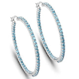 Quintessence Fine Fashion Jewelry-Earrings Swiss Blue Topaz Gemstone Hoop Earrings: Peridot,Amethyst or Blue Topaz in 925 Sterling Silver